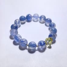 天然礦石 透體藍晶石12mm 黃水晶 925純銀 手鍊