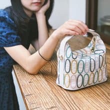 皆川明風格刺繡圈圈圖案 豆腐包 手提斜挎包 送女朋友禮物