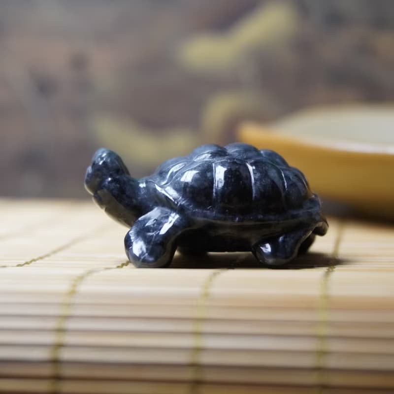 【吉祥‧長壽】烏雞翡翠烏龜擺飾 | 天然緬甸玉A貨翡翠 |  送禮