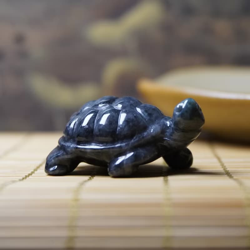 【吉祥‧長壽】烏雞翡翠烏龜擺飾 | 天然緬甸玉A貨翡翠 |  送禮