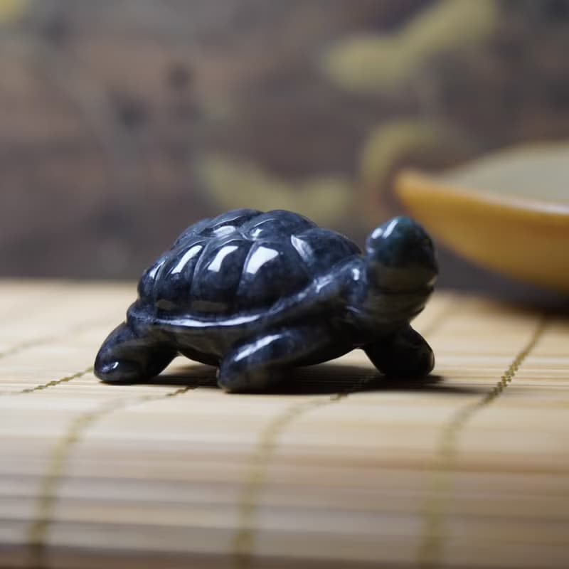 【吉祥‧長壽】烏雞翡翠烏龜擺飾 | 天然緬甸玉A貨翡翠 |  送禮
