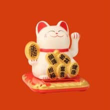 保庇BOBEE 中國太陽能招財貓 2.5寸太陽能搖手招財貓 - 招財白