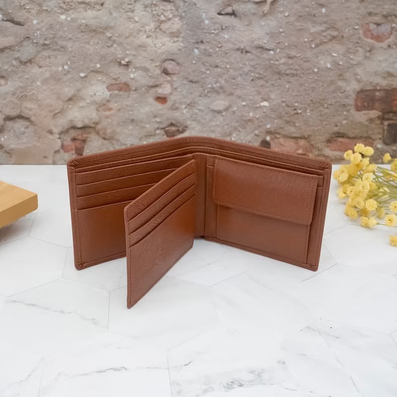 9卡1照-馬鬃紋-左右翻活頁牛皮短夾28806(棕色)