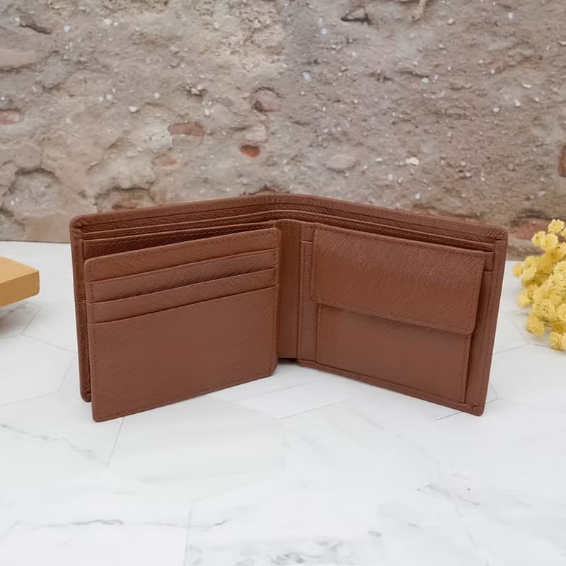 9卡1照-馬鬃紋-左右翻活頁牛皮短夾28806(棕色)