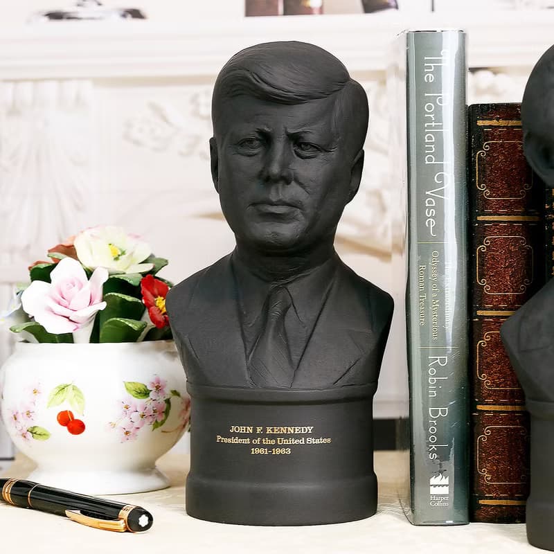 限量英國製Wedgwood玄武岩領袖甘迺迪1973陶瓷雕像書房會議廳裝飾