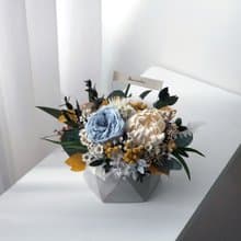 畢業開幕誌慶生日畢業花禮藍綠色系可擴香永生花玫瑰花盆