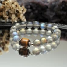 堅貞的愛  中性款水晶手鍊 || 灰月光 黃虎眼石