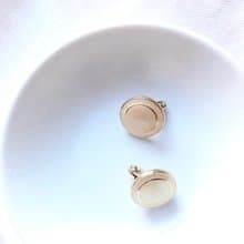 Vintage White Enamel Circle Clip On Earrings