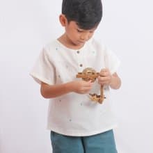 Kids Unisex Cotton Top, Short Sleeves, White, Plamer