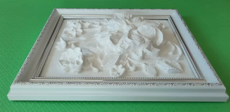 石膏牆藝術植物雕塑框架牆藝術浮雕 3d 藝術框架白色淺浮雕 花