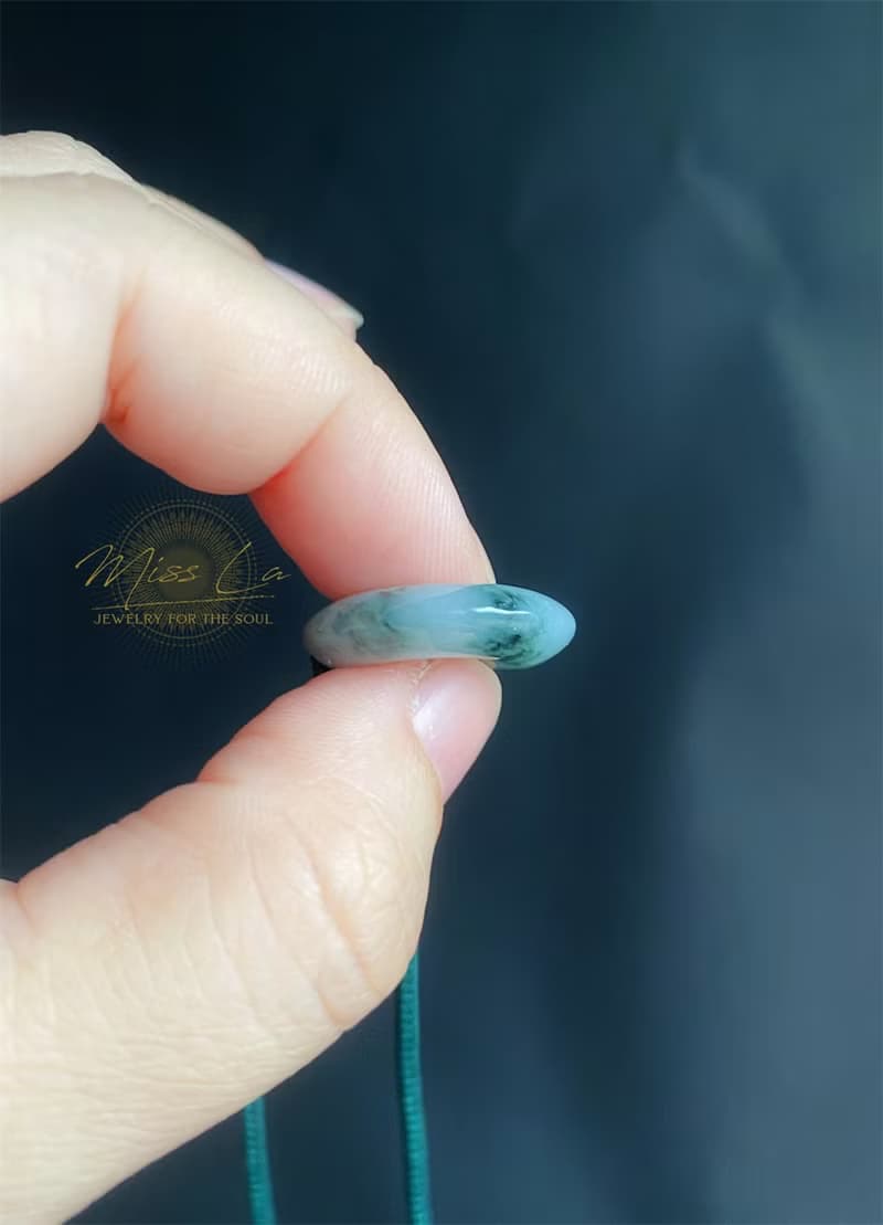 天然緬甸玉翡翠 綠底冰飄蘭花 平安扣 項鍊 禮物 長輩禮