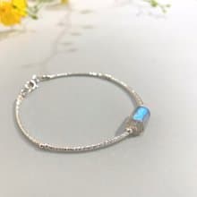 Ops Labradorite bracelet -藍光拉長石/純銀/手工繩編/獨特/簡約