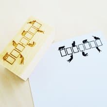 猫ちゃんシルエットの郵便番号枠はんこ　日本の郵便番号対応　Gift wrapping Christmas Gift