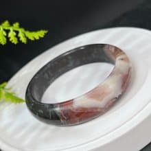 鐵皮南紅瑪瑙手鐲61MM 玉化紅白料鴻運當頭赤玉手環 古樸厚重
