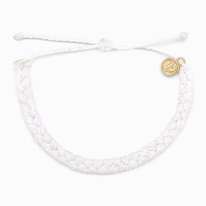 Pura Vida 美國手工  白色粗線編織 可調式衝浪手環