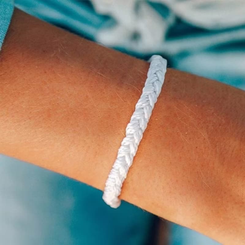 Pura Vida 美國手工  白色粗線編織 可調式衝浪手環
