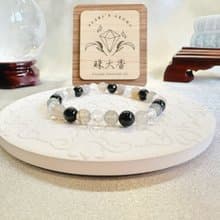 靜夜之守 黑碧璽 煙紫瑪瑙 白水晶手鍊 白露節氣設計