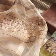 預購品 免費手綉字母 手工刺繡百搭真絲羊毛長圍巾 - 綻放的菊