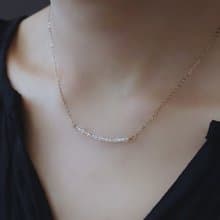 迷你雙尖赫基蒙水晶 閃靈鑽 14Kgf 包金 裸感微笑項鍊