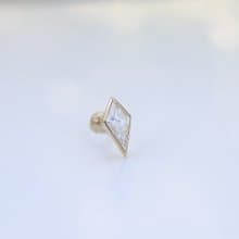 14K 菱形鑽鎖珠耳環(單個)耳骨 耳窩 不退色
