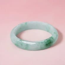 飄綠花翡翠手鐲 | 14圍 | 天然緬甸玉A貨翡翠 | 送禮