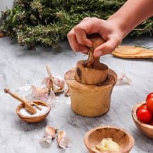 手工橄欖木香料大蒜研磨器