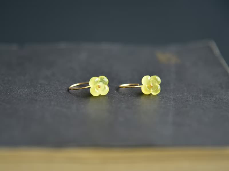 【金桂】Amber天然琥珀蜜蠟 桂花耳墜