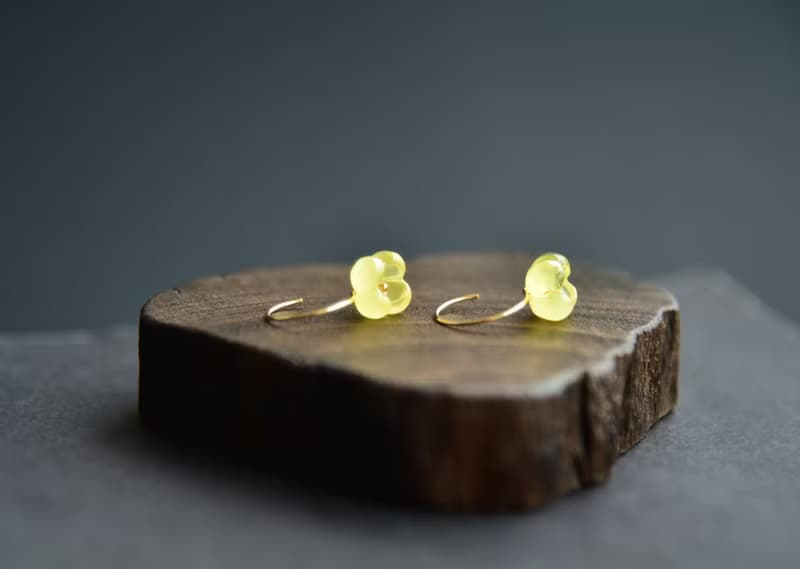 【金桂】Amber天然琥珀蜜蠟 桂花耳墜