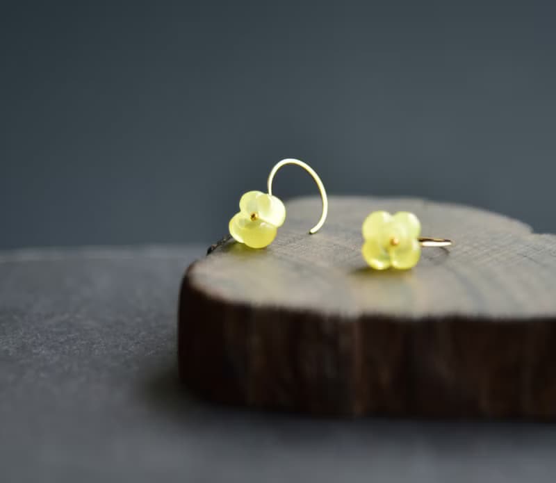 【金桂】Amber天然琥珀蜜蠟 桂花耳墜