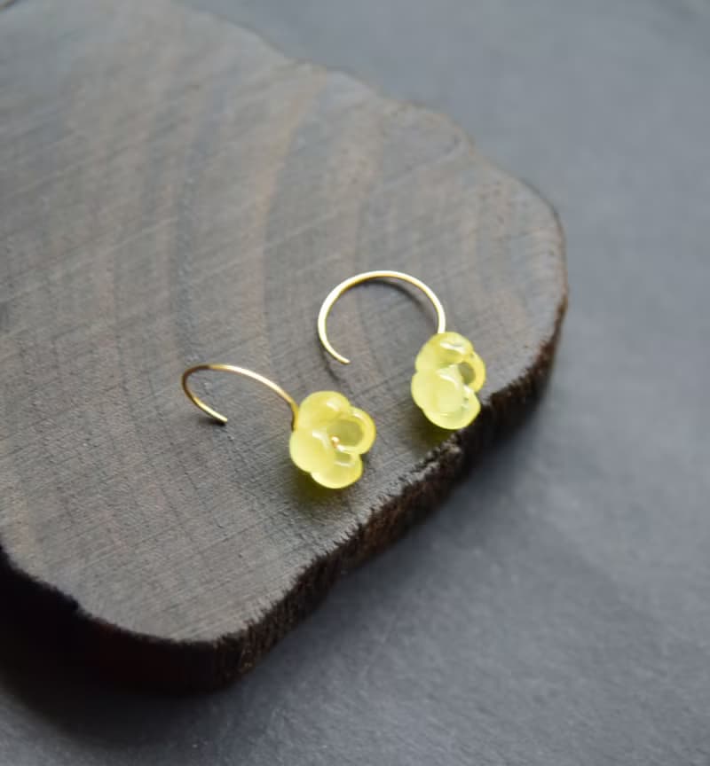 【金桂】Amber天然琥珀蜜蠟 桂花耳墜