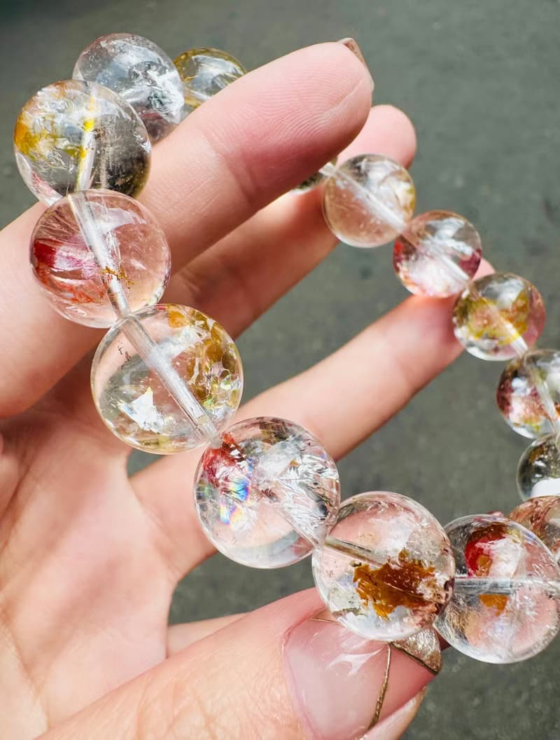 精品爆閃彩虹錦鯉膠花水晶14-15mm60g富貴吉祥鎮宅辟邪擋煞