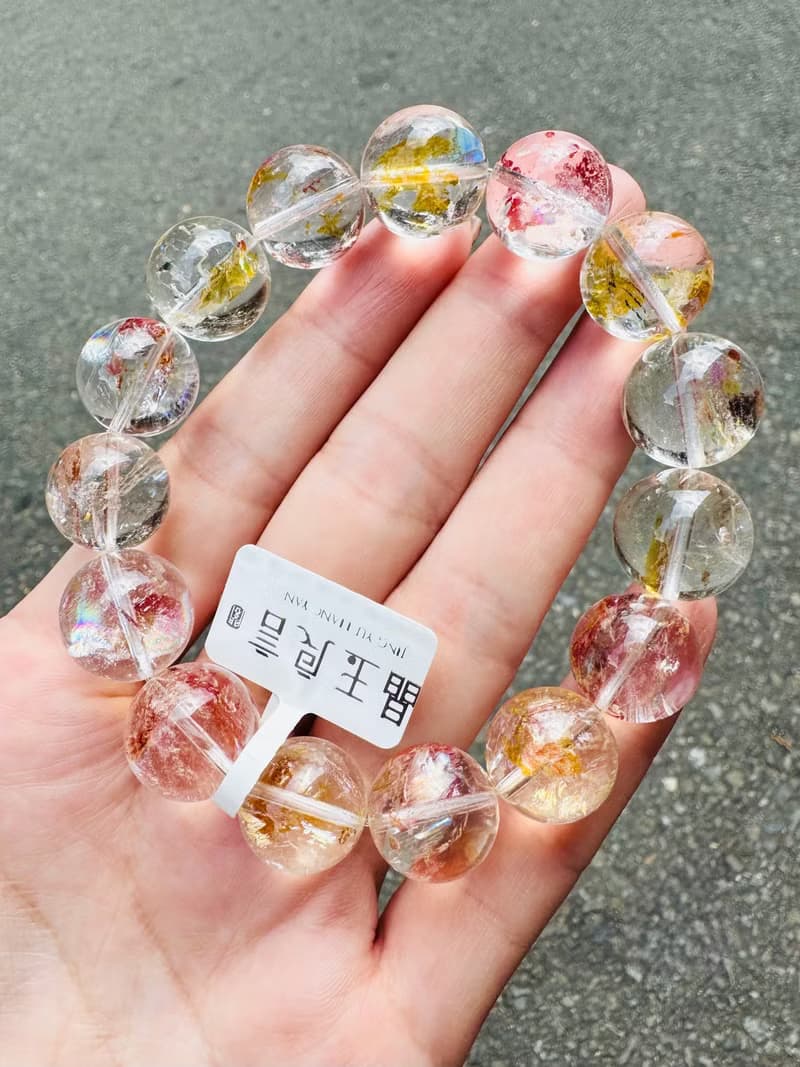 精品爆閃彩虹錦鯉膠花水晶14-15mm60g富貴吉祥鎮宅辟邪擋煞