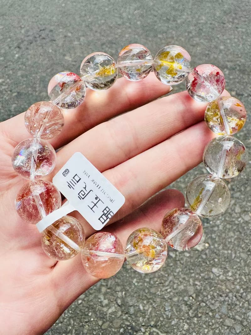 精品爆閃彩虹錦鯉膠花水晶14-15mm60g富貴吉祥鎮宅辟邪擋煞