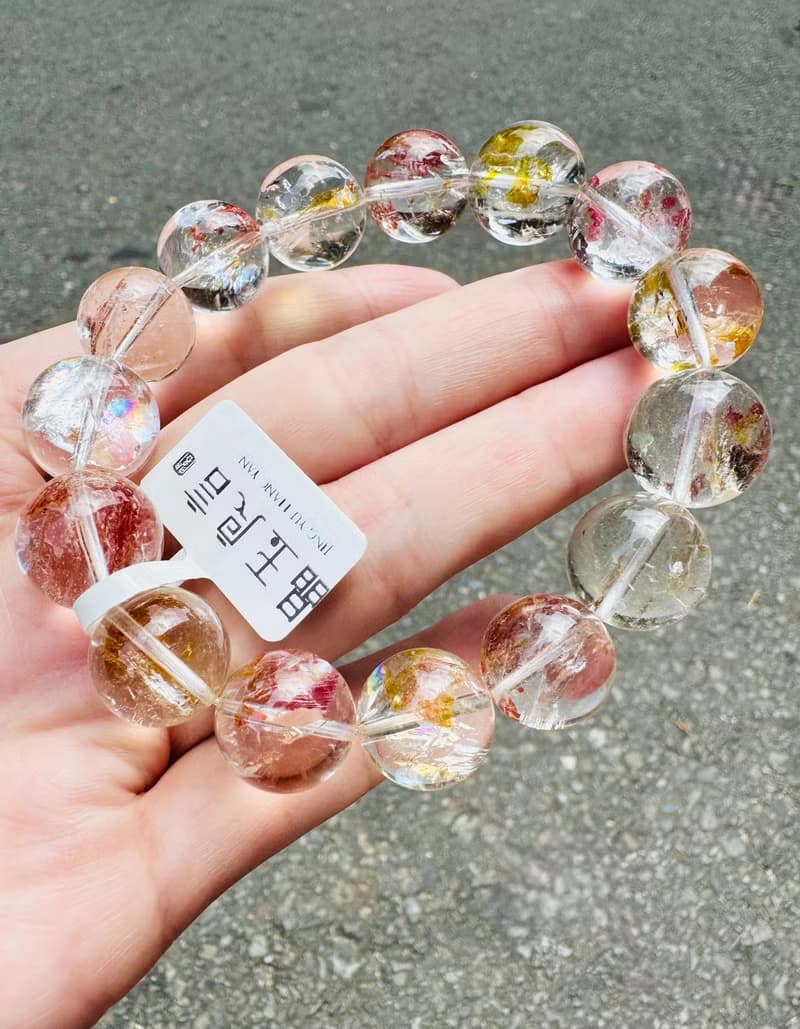 精品爆閃彩虹錦鯉膠花水晶14-15mm60g富貴吉祥鎮宅辟邪擋煞