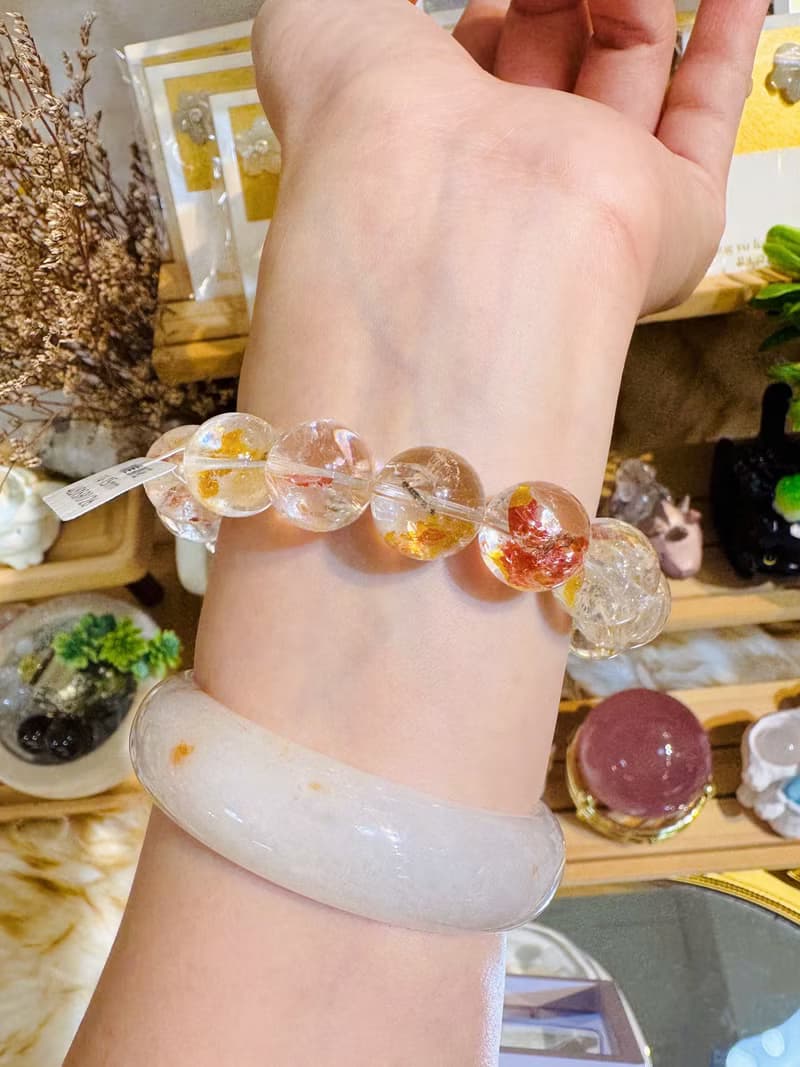 精品爆閃彩虹錦鯉膠花水晶14-15mm60g富貴吉祥鎮宅辟邪擋煞