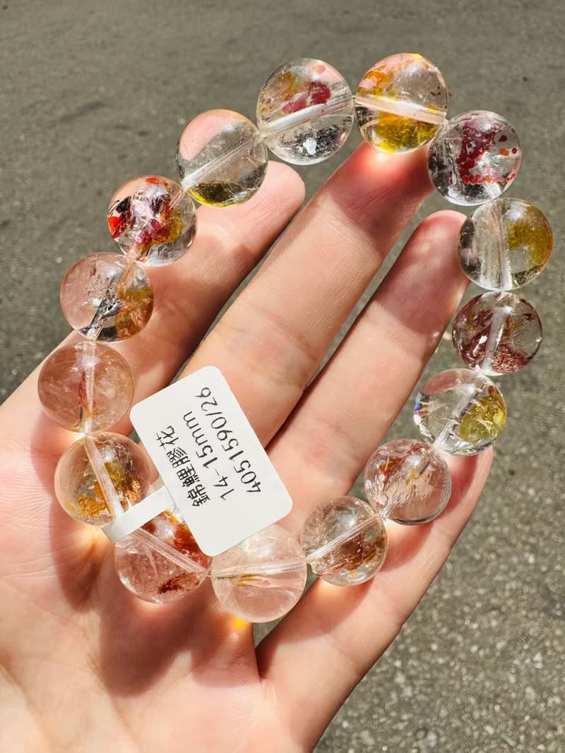 精品爆閃彩虹錦鯉膠花水晶14-15mm60g富貴吉祥鎮宅辟邪擋煞