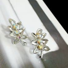 vintage jewelry  典雅葉形極光萊茵 夾式耳環