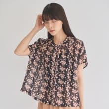 透膚寬版上衣/謎夜/珊瑚暮黑/花束