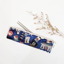 【日式圖騰-藍】 餐具袋 環保 筆袋 刷具袋 交換禮物