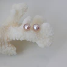 【溫柔紫】8mm淡水饅頭珍珠耳釘 s925純銀