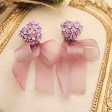 愛心繡球花軟陶耳釘