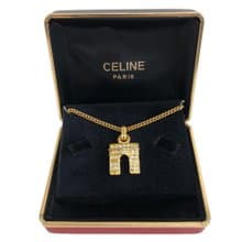 【 日本直送　名牌中古包 】CELINE セリーヌ 凱旋門 ラインストーン ネックレス ゴールド vintage ヴィンテージ オールド kta6ru