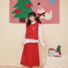 古著少女感 雪花刺繡背心半裙套裝