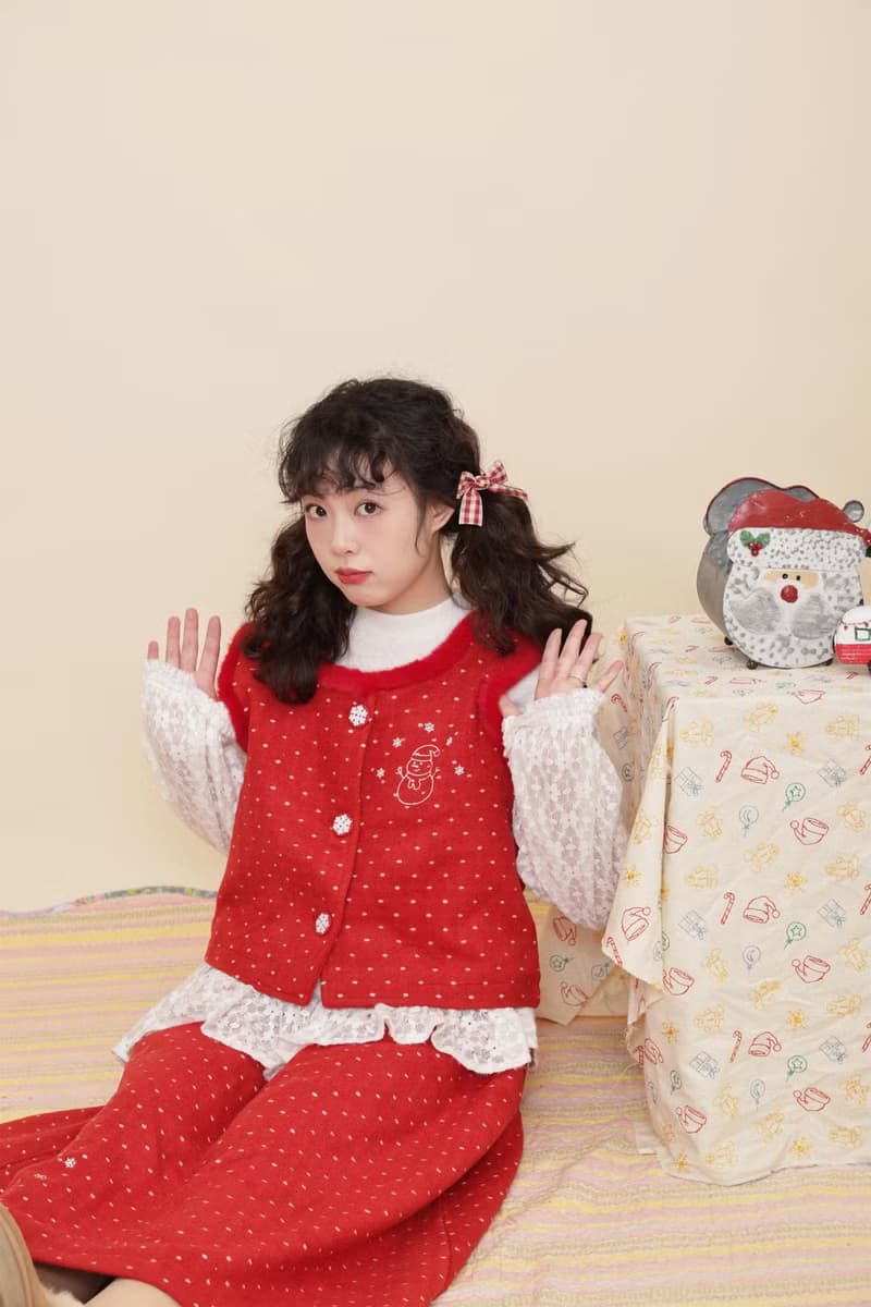 古著少女感 雪花刺繡背心半裙套裝