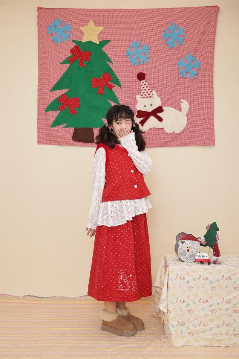 古著少女感 雪花刺繡背心半裙套裝
