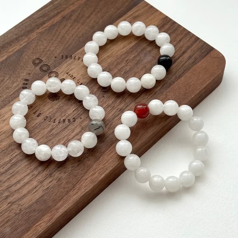 【白赤玉守護石】白石紅瑪瑙手鏈 創造力親和力 防小人增加安全感