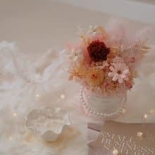 粉色珍珠毛毛永生盆花 質感紅康乃馨 貝殼波浪香氛蠟燭 開幕花禮