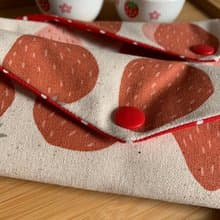 文青風環保筷袋 ~浪漫草莓香卡其白 收納包.環保筷袋.手作餐具袋