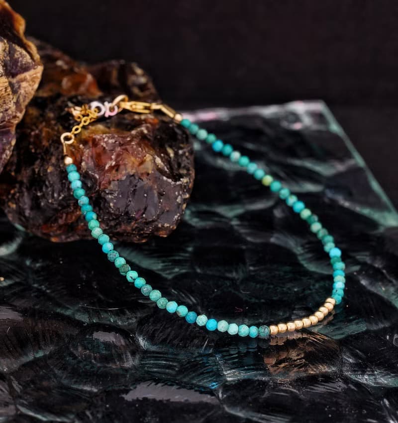 記憶合金水晶手鍊系列 非洲綠松石 14K包金 GF 手鍊