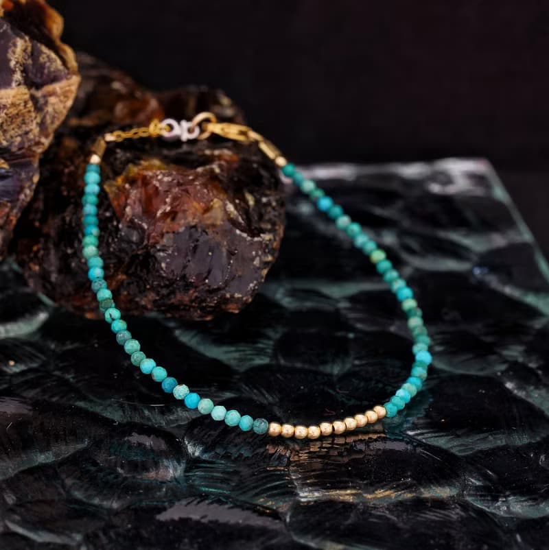 記憶合金水晶手鍊系列 非洲綠松石 14K包金 GF 手鍊